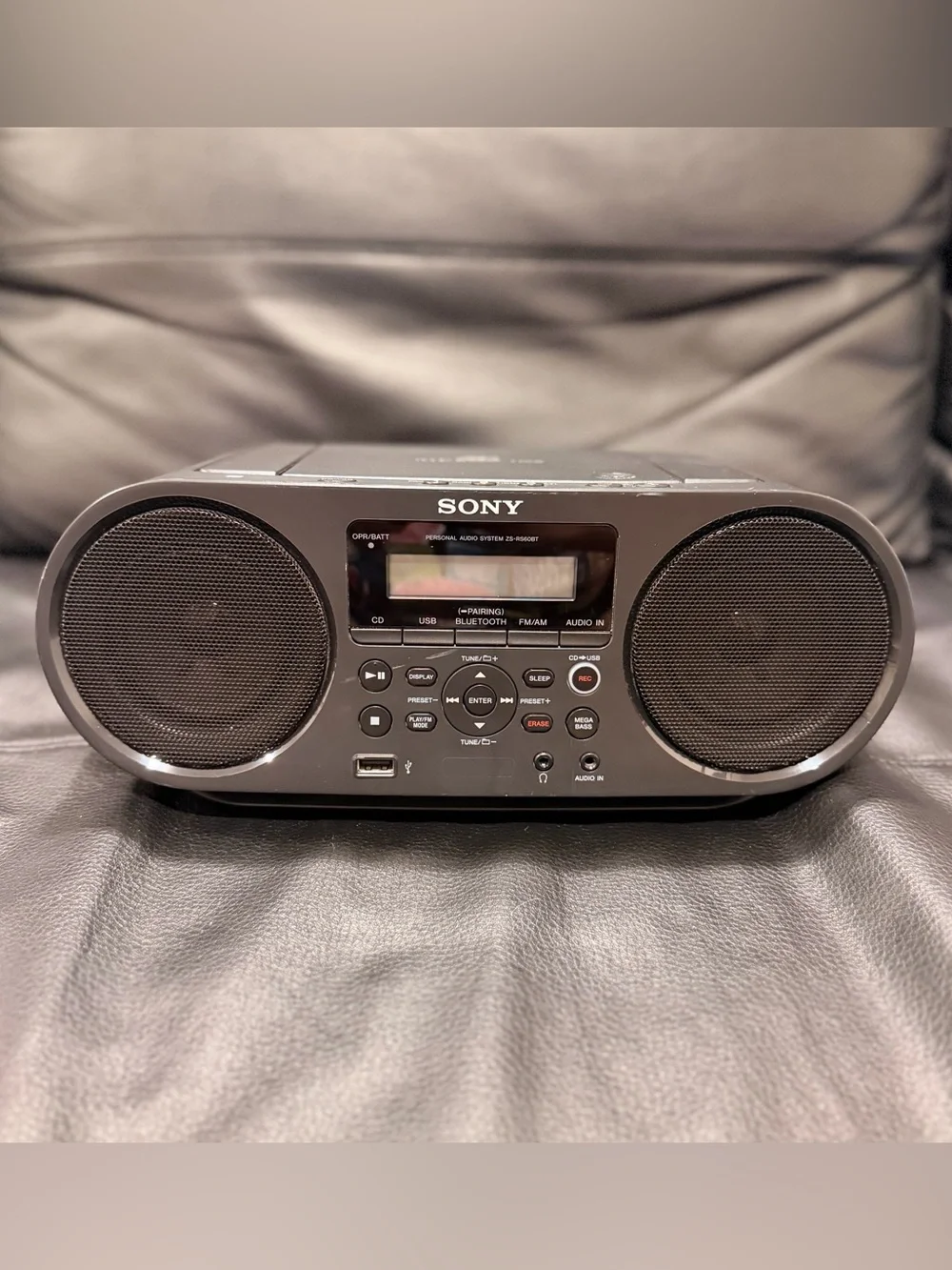 Sony Portable Bluetooth CD Boombox AM/FM Radio with CD, USB, Cassette ZS-RS60BT
